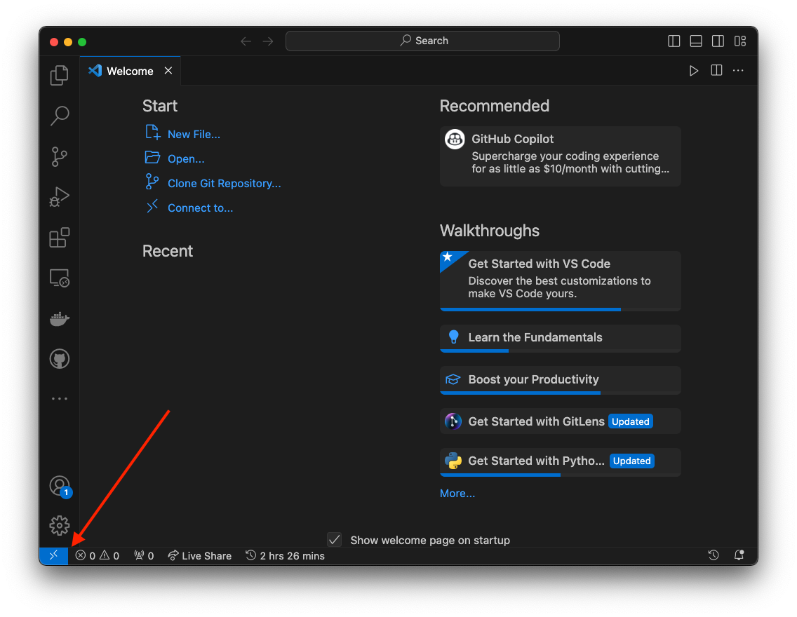 remote ssh button